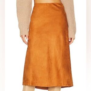 Brochu Walker Brown Midi Slip Skirt Brown Suede Luxury Western Minimalist Large